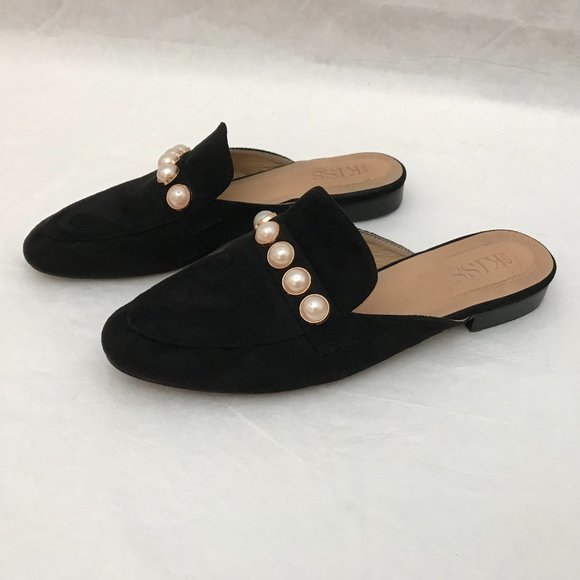 RED KISS Women's Velvet Pearl Strap Slip on slide loafer Shoes - Picture 3 of 7